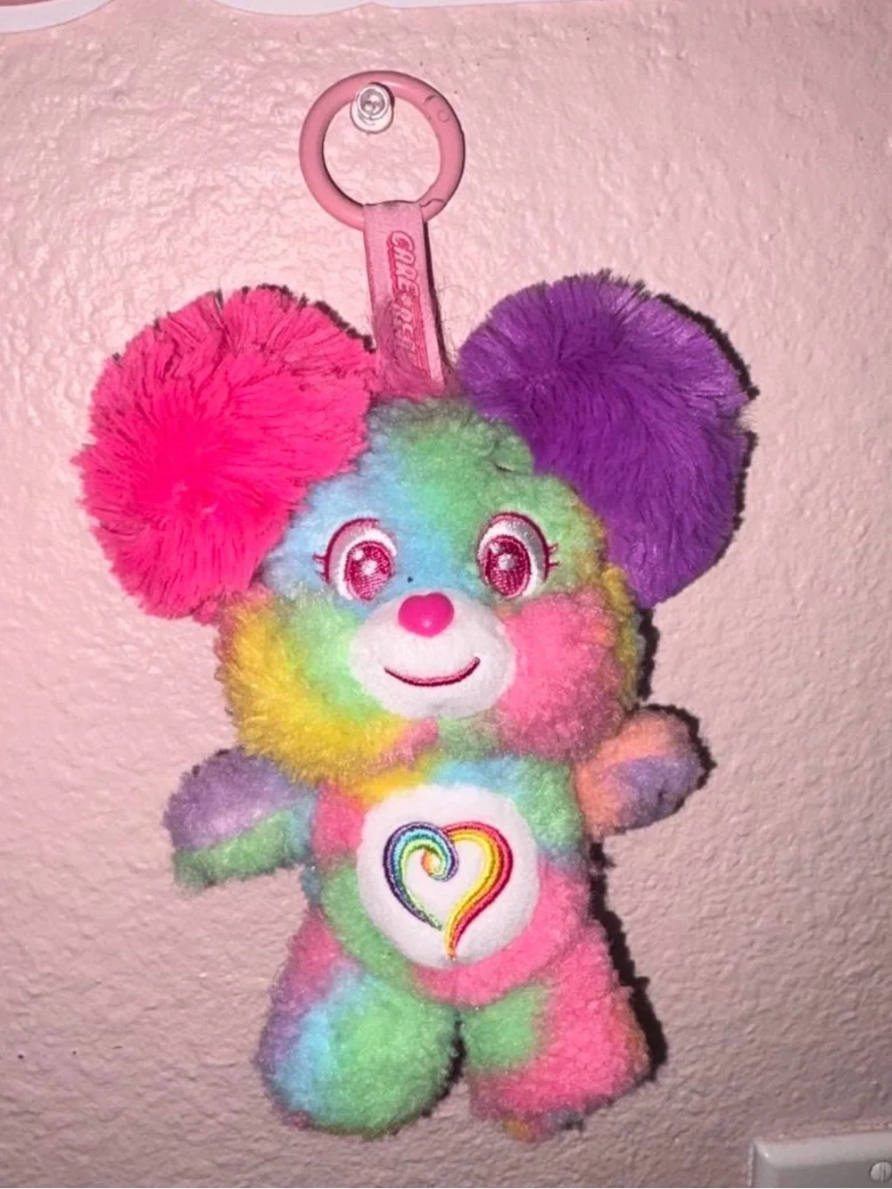 Sugar cuties scented rainbow Care Bears  bagchain with rainbow heart.